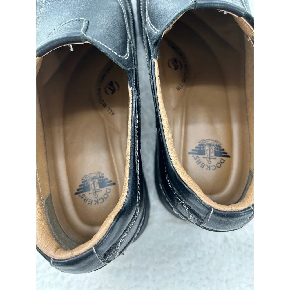 Dockers Mens Black‎ Leather All Motion Comfort Slip On Loafers 10W 90-29034